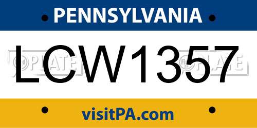 LCW1357 Pennsylvania License Plate