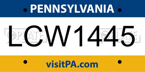 LCW1445 Pennsylvania License Plate