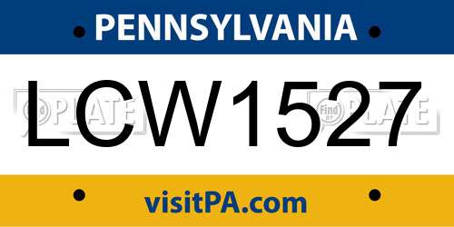 LCW1527 Pennsylvania License Plate