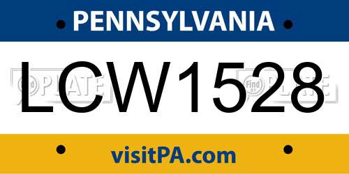 LCW1528 Pennsylvania License Plate