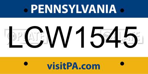 LCW1545 Pennsylvania License Plate