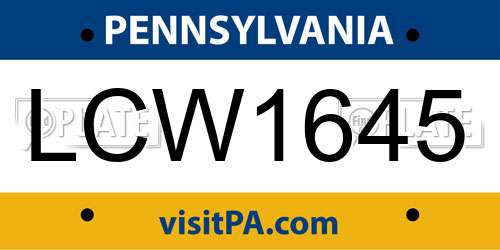 LCW1645 Pennsylvania License Plate