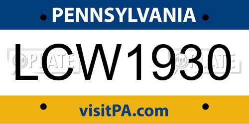 LCW1930 Pennsylvania License Plate