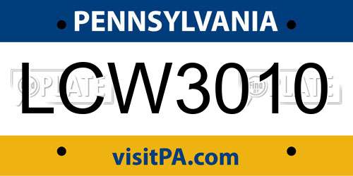 LCW3010 Pennsylvania License Plate