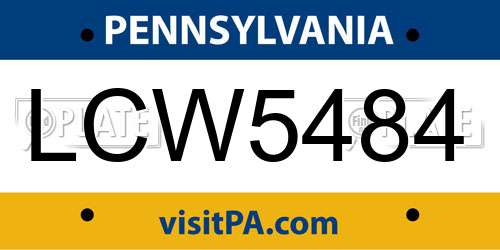 LCW5484 Pennsylvania License Plate