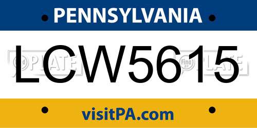 LCW5615 Pennsylvania License Plate