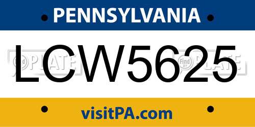 LCW5625 Pennsylvania License Plate
