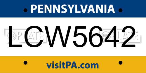 LCW5642 Pennsylvania License Plate