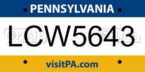 LCW5643 Pennsylvania License Plate