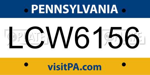 LCW6156 Pennsylvania License Plate