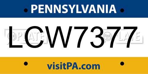 LCW7377 Pennsylvania License Plate