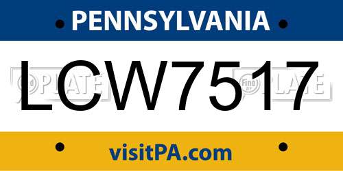 LCW7517 Pennsylvania License Plate