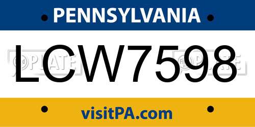 LCW7598 Pennsylvania License Plate