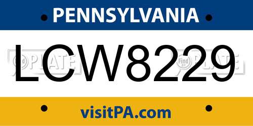 LCW8229 Pennsylvania License Plate