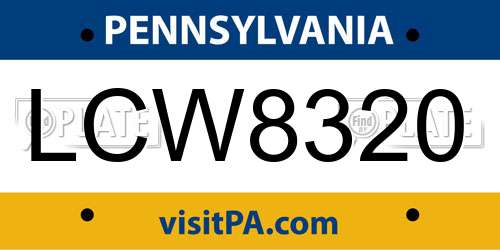 LCW8320 Pennsylvania License Plate