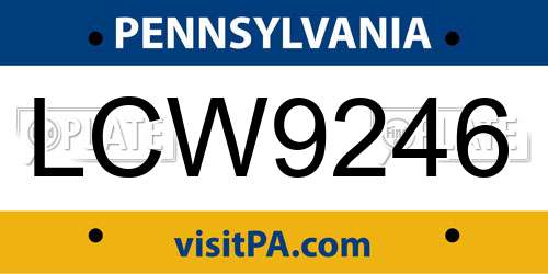 LCW9246 Pennsylvania License Plate