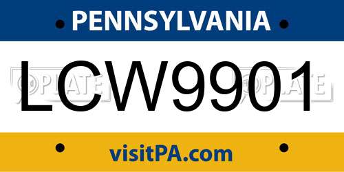 LCW9901 Pennsylvania License Plate