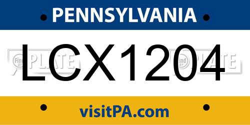 LCX1204 Pennsylvania License Plate