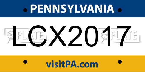 LCX2017 Pennsylvania License Plate