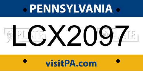 LCX2097 Pennsylvania License Plate