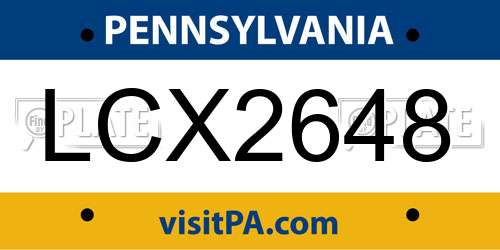 LCX2648 Pennsylvania License Plate