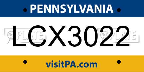 LCX3022 Pennsylvania License Plate