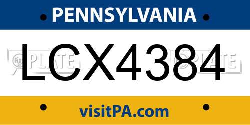 LCX4384 Pennsylvania License Plate