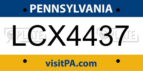 LCX4437 Pennsylvania License Plate