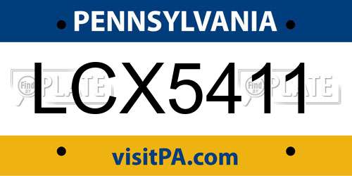 LCX5411 Pennsylvania License Plate