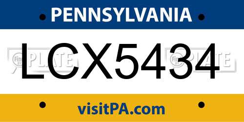 LCX5434 Pennsylvania License Plate