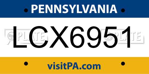 LCX6951 Pennsylvania License Plate