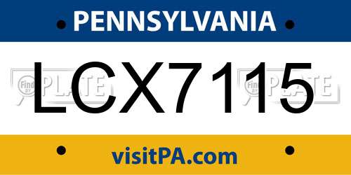 LCX7115 Pennsylvania License Plate