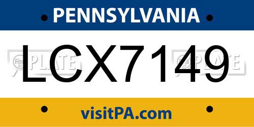 LCX7149 Pennsylvania License Plate