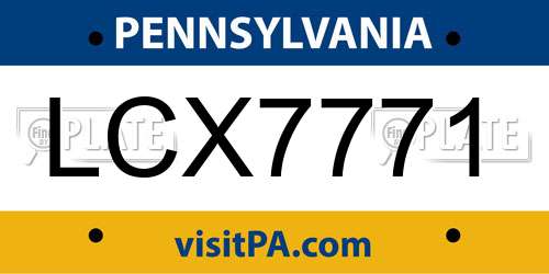LCX7771 Pennsylvania License Plate