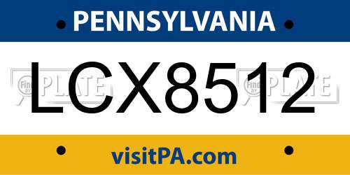 LCX8512 Pennsylvania License Plate