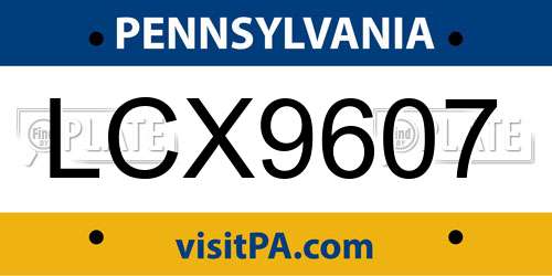 LCX9607 Pennsylvania License Plate