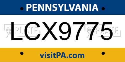 LCX9775 Pennsylvania License Plate
