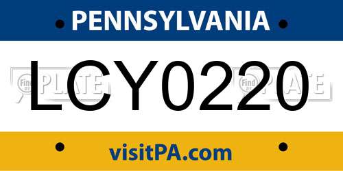 LCY0220 Pennsylvania License Plate