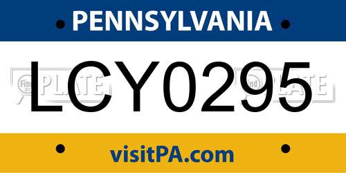 LCY0295 Pennsylvania License Plate
