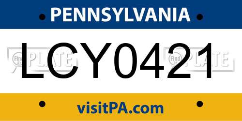 LCY0421 Pennsylvania License Plate