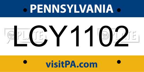 LCY1102 Pennsylvania License Plate