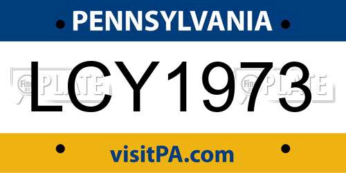 LCY1973 Pennsylvania License Plate
