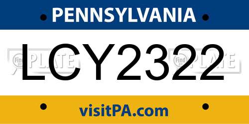 LCY2322 Pennsylvania License Plate