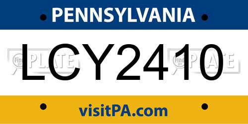 LCY2410 Pennsylvania License Plate