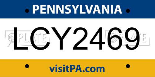 LCY2469 Pennsylvania License Plate