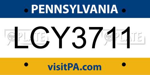LCY3711 Pennsylvania License Plate