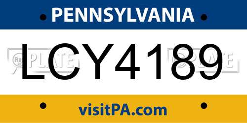 LCY4189 Pennsylvania License Plate