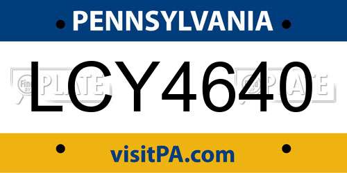 LCY4640 Pennsylvania License Plate