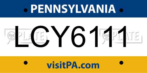 LCY6111 Pennsylvania License Plate