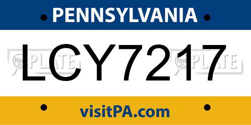 LCY7217 Pennsylvania License Plate